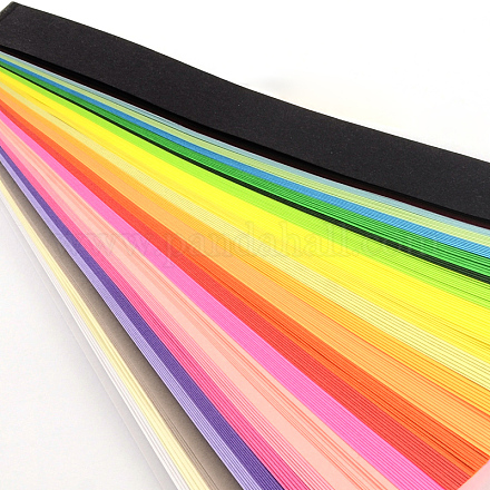 Quilling bandes de papier rectangle de 24 couleurs DIY-R041-01-1