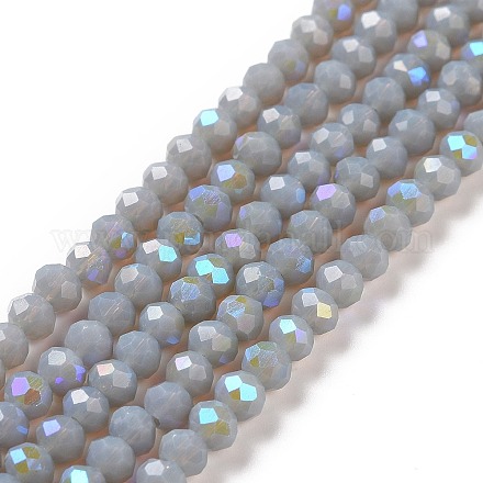 Electroplate Opaque Solid Color Glass Beads Strands EGLA-A034-P4mm-L13-1
