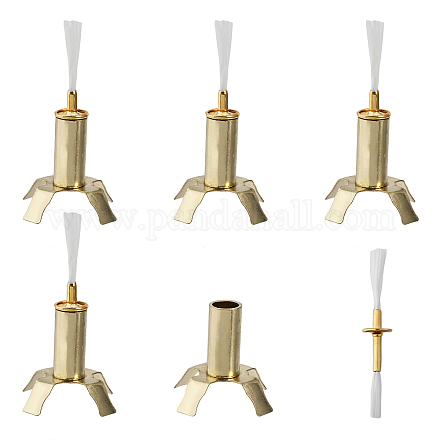 CHGCRAFT 4Sets Oil Lamp Burner Brass Plated Oil Lamp Replacement Including Claw Wick Holder and Replacement Fiberglass Torch Wicks with Alloy Tube Holder for Oil Lamp Accessories FIND-CA0008-14-1