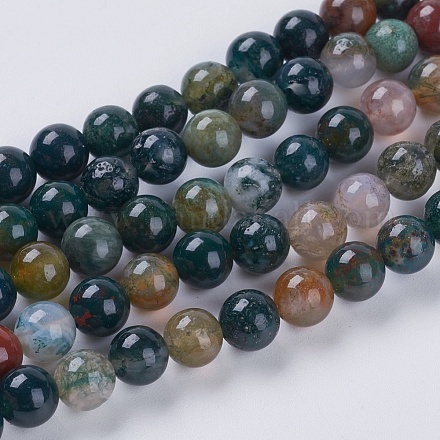 Chapelets de perles en agate indienne naturelle G-G515-4mm-05-1