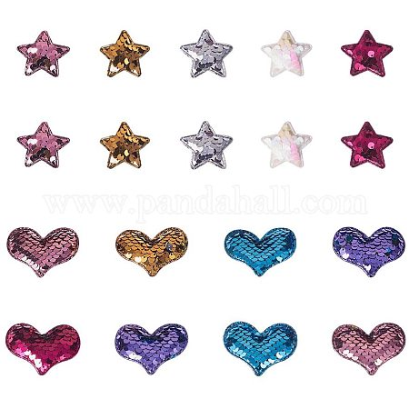 Wholesale PandaHall Elite 30 pcs 6 Colors Sewing on Heart Patches 
