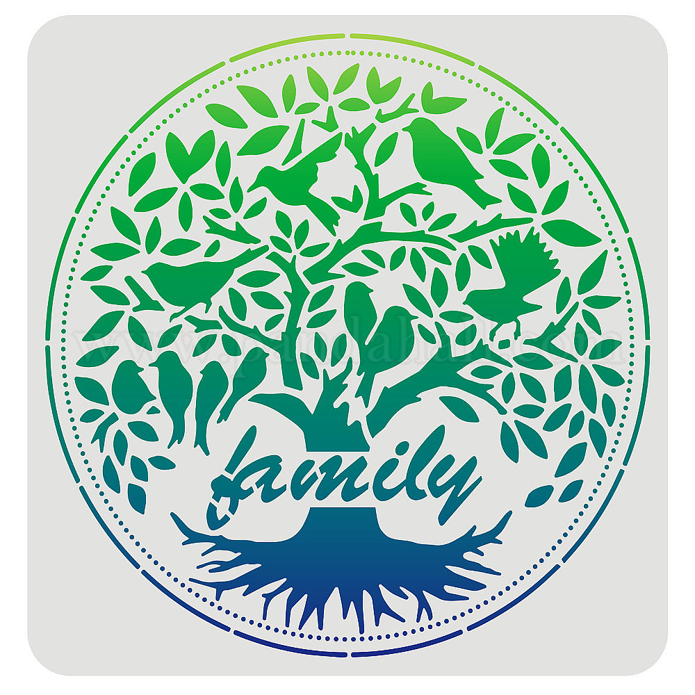 Shop FINGERINSPIRE Tree of Life Stencil 30x30cm Plastic Family Tree