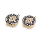 Brass Micro Pave Cubic Zirconia Links connectors, Flat Round and Eye, Clear & Black, Gunmetal & Golden, 15x20x2mm, Hole: 1.2mm