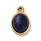 Dyed Natural Lapis Lazuli Pendants, 304 Stainless Steel Oval Charms, Golden, 15.5x10x5.5mm, Hole: 1.6mm