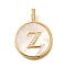 Rack Plating Brass Micro Pave Clear Cubic Zirconia Pendants with Shell, Letter Series Charms, Long-Lasting Plated, Lead Free & Cadmium Free, Letter Z, 32x24x3.5mm, Hole: 6x3mm