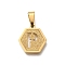 304 Stainless Steel Charms, Real 18K Gold Plated, Hexagon with Letter Charm, Letter P, 15x14x1.5mm, Hole: 3x5.5mm