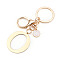 Stainless Steel Keychains, Golden, with Lobster Claw Clasps, Letter O, 97mm