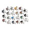 Natural & Synthetic Mixed Stone Kitten Pendants, Brass Cute Cat Shape Charms, Platinum, Long-Lasting Plated, Rack Plating, Mixed Dyed and Undyed, 28.5x30.5x10mm, Hole: 8x5mm