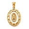 Golden 304 Stainless Steel Pendants, with Shell, Hollow Oval with Heart, Letter A, 23x16.5x2mm, Hole: 5.5x3mm