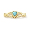 Brass Heart Fold Over Clasps, with Synthetic Turquoise, Golden, 25mm