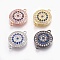 Brass Micro Pave Cubic Zirconia Links, Long-Lasting Plated, Flat Round, Lead Free & Nickel Free & Cadmium Free, Colorful, Mixed Color, 18.5x14x2.5mm, Hole: 1mm