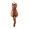 Alloy Enamel Pendant, Cat, Light Gold, Saddle Brown, 35x10mm