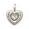 Brass Pendants, with Cubic Zirconia, Heart, Real Platinum Plated, 16x13x4.5mm, Hole: 3.5x2mm