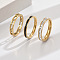 3Pcs Hollow Out 304 Stainless Steel Micro Pave Clear Cubic Zirconia with Enamel Finger Rings, Golden, US Size 9(18.9mm)