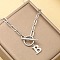 Stainless Steel Paperclip Chain Initial Necklaces with OT Clasps, Stainless Steel Color, Letter B, 18.11 inch(46cm)