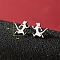 Non-Tarnish Stainless Steel Stud Earrings, Dog Shape, Stainless Steel Color, 11x9mm