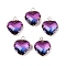 K9 Glass Pendants, Imitation Tourmaline, with Golden Tone Brass Findings, Faceted, Heart, Medium Orchid, 20x16.5x8mm, Hole: 2mm