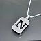 Rectangle with Laser Cut Letter 201 Stainless Steel Initial Pendant Necklaces, Stainless Steel Color, Letter N, 23.62 inch(60cm)