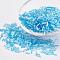 Glass Bugle Beads, Transparent Colours Rainbow, Cyan, 9x2mm, Hole: 0.5mm, about 7000pcs/bag