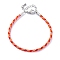 Polyester Cord Braided Bracelet Makings, with Stainless Steel Claw Lobster Clasps, Brass Findings, Long-Lasting Plated, Orange, 7-3/8 inch(18.8cm)
