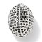 Rack Plating Brass Micro Pave Cubic Zirconia Beads, Long-Lasting Plated, Lead Free & Cadmium Free, Hollow Oval, Platinum, 20x15mm, Hole: 2.4mm