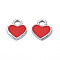 201 Stainless Steel Charms, with Enamel, Heart, Stainless Steel Color, Red, 12x10.5x1.5mm, Hole: 2mm
