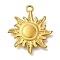 304 Stainless Steel Pendants, Sun Charm, Real 18K Gold Plated, 20.5x18x1.8mm, Hole: 1.6mm