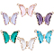 Glass Pendants, with Micro Pave Cubic Zirconia and Brass Open Back Settings, Faceted, Butterfly, Golden, Mixed Color, 16.5x23.5x5.5mm, Hole: 1.2mm, 6 colors, 1pc/color, 6pcs/box