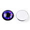 Glass Cabochons, Half Round with Eye, Blue, 20x6.5mm