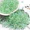 6/0 Inside Colours Fringe Glass Seed Beads, Teardrop, Lime Green, 4.5~5x3.5~4x4~5mm, Hole: 1mm, about 88pcs/10g