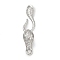 Brass Micro Pave Clear Cubic Zirconia S-Hook Clasps, Cadmium Free & Lead Free, Long-Lasting Plated, Rack Plating, Snake, Platinum, 37x9x6mm, Hole: 2x1.9mm & 2x1.8mm