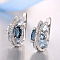 Platinum Teardrop Brass Micro Pave Cubic Zirconia Hoop Earrings, Light Sky Blue, 20x10mm