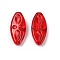 Transparent Glass Beads, Oval with Flower, Baking Paint, Red, 20x9.5x4mm, Hole: 1.2mm