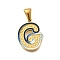 304 Stainless Steel Pendants, with Enamel, Ion Plating(IP), Laser Cut, Real 18K Gold Plated, Letter G, 18x14x1.5mm, Hole: 5.5x2.5mm