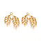 Brass Micro Pave Cubic Zirconia Pendants, Leaf Charms, Moccasin, 17x15x3mm, Hole: 1.2mm