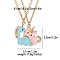 Alloy with Enamel Pendant Necklaces, Cable Chain Necklaces, Cat & Dinosaur, Golden, 18.50 inch(47cm), 2pcs/set