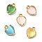 Heart Brass Charms, with Cat Eye, Nickel Free, Real 18K Gold Plated, Mixed Color, 9x7.5x3.5mm, Hole: 1mm