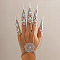 Halloween Gothic Flower
Iron Finger Ring Bracelets for Women, Platinum, 5-1/2 inch(14cm)