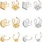 12Pcs 6 Styles 304 Stainless Steel Cuff Pad Ring Settings, Laser Cut, Mixed Shapes, Golden & Stainless Steel Color, 2pcs/style