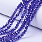 Electroplate Glass Beads Strands, Pearl Luster Plated, Faceted, Rondelle, Medium Blue, 2.3~2.7x2mm, Hole: 0.4mm, about 135~140pcs/strand, 26~27cm
