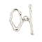 Brass Toggle Clasps, Oval, Platinum, Oval: 12.5x18.5x3mm, Hole: 1mm, Bar: 25x5x2.5mm, Hole: 1mm