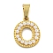 Ion Plating(IP) 304 Stainless Steel Pendants, with ABS Imitation Pearl, Letter O, 17x13.5x3.3mm, Hole: 6x3mm