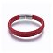 Microfiber Leather Braided Cord Bracelets Braided Cord Bracelets, with 304 Stainless Steel Magnetic Clasp, Rectangle, Red, 8-5/8 inch(22cm), 12x6mm