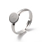 Non-Tarnish 304 Stainless Steel Pad Ring Settings, Flat Round, Stainless Steel Color, US Size 7 1/4(17.5mm), Tray: 8mm