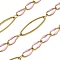304 Stainless Steel Enamel Link Chains, Soldered, with Spool, Ion Plating(IP), Pink, 20x6x1mm