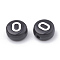 Opaque Acrylic Beads, Horizontal Hole, Alphabet Style, Flat Round, Letter.O, 7x4mm, Hole: 1.5mm, about 3700pcs/500g