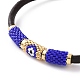 Japanese Seed Column with Evil Eye Beaded Bracelet with Cowhide Cords for Women BJEW-JB09078-01-4