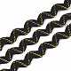 ポリプロピレン繊維リボン  金色のメタリック製コード付き  波形  ブラック  7~8ミリメートル  15ヤード/バンドル  6のバンドル/袋 SRIB-S050-A01-3
