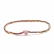 Bracelet extensible perles rondes en verre avec coeur en laiton pour femme BJEW-JB08090-4