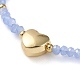 201 collier pendentif coeur en acier inoxydable avec perles de verre NJEW-Z029-02A-2
